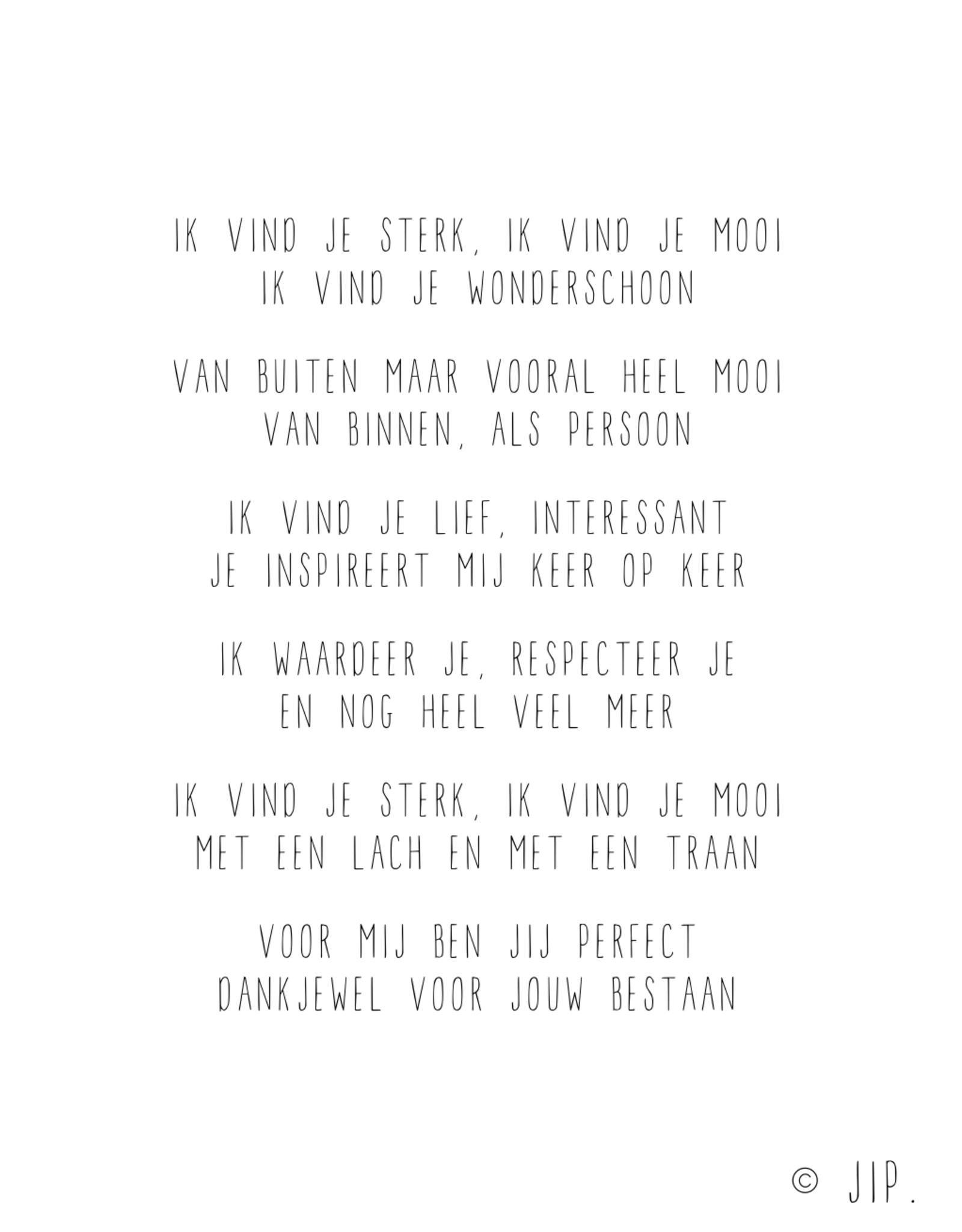 Gewoon Jip Postkaart - Ik vind je sterk, ik vind je mooi