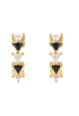 Ania Haie Oorbellen - Sunshine chaser  blackwhite triangular cubic huggies- goud