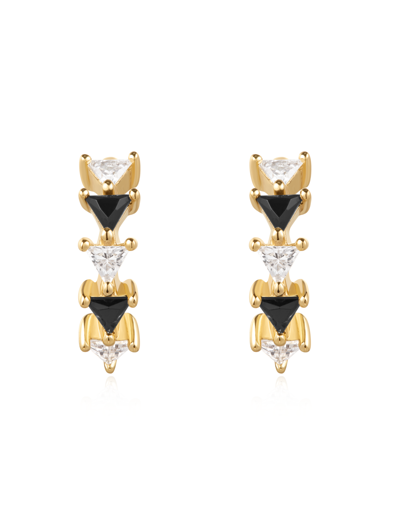 Ania Haie Oorbellen - Sunshine chaser  blackwhite triangular cubic huggies- goud