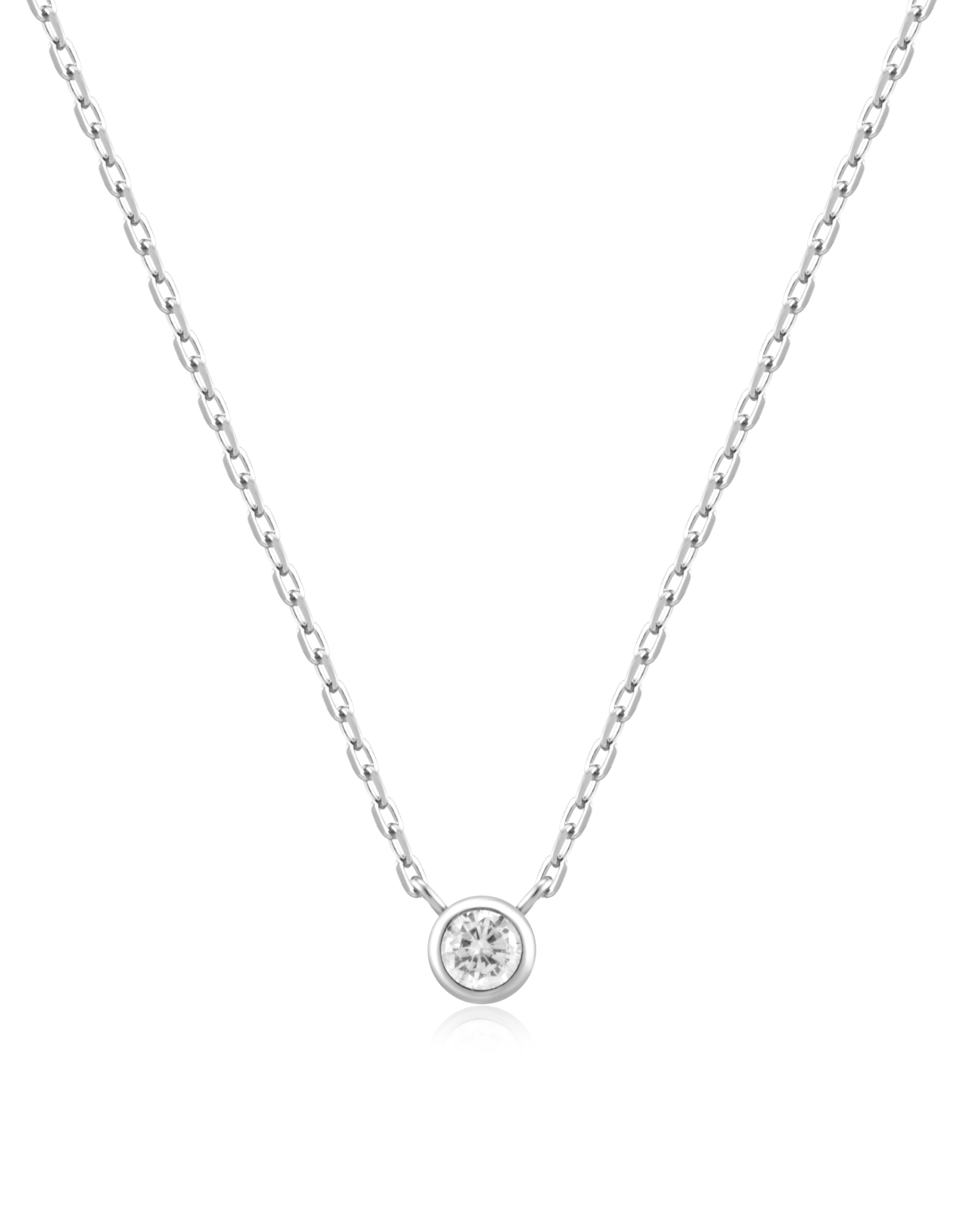 Ania Haie Ketting - sunshine chaser round solitaire cubic - zilver