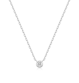 Ania Haie Ketting - sunshine chaser round solitaire cubic - zilver