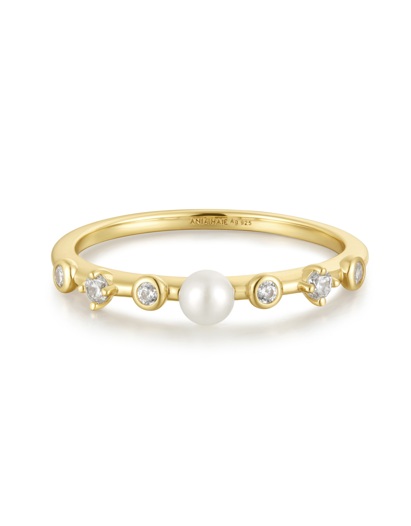 Ania Haie Ring - Chic creator freshwater pearl and white cubic - Goud 54