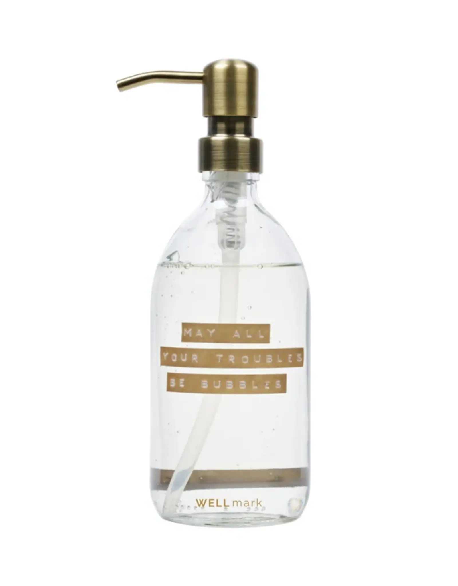 Wellmark Hand soap transparent/brass - fresh linen - may all your troubles 500ml