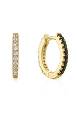 Ania Haie Oorbellen - black white cubic ziconia huggies - goud