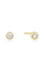 Ania Haie Oorbellen - Gold solitaire cubic zirconia studs