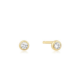 Ania Haie Oorbellen - Gold solitaire cubic zirconia studs