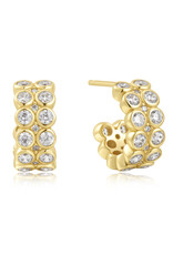 Ania Haie Oorbellen - Gold double row white cubic huggies