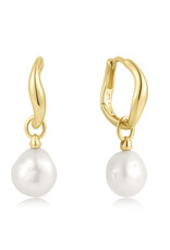 Ania Haie Oorbellen - frechwater pearl drop hoops - goud
