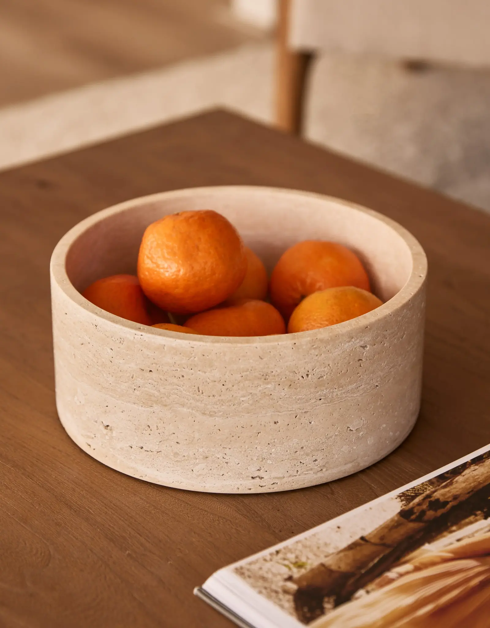 Mooisa Fruitschaal - travertine 24x10cm