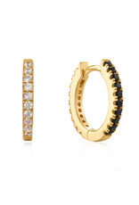 Ania Haie Oorbellen - Black an white cubic ziconia huggie - goud