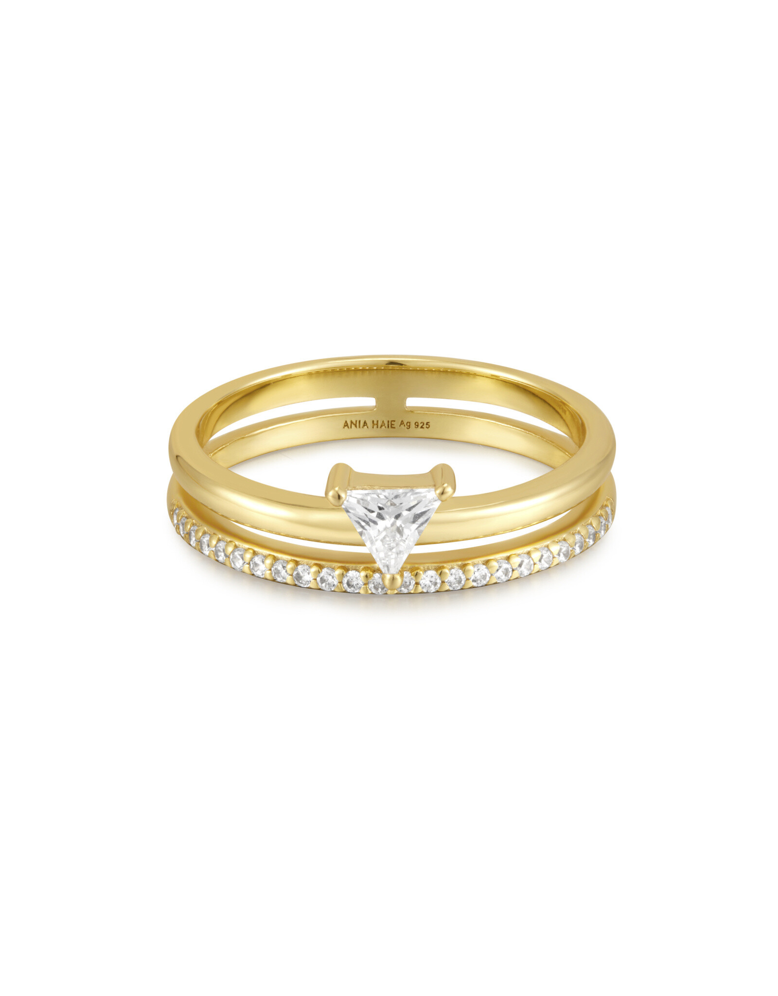 Ania Haie Ring - Double white triangle stacker