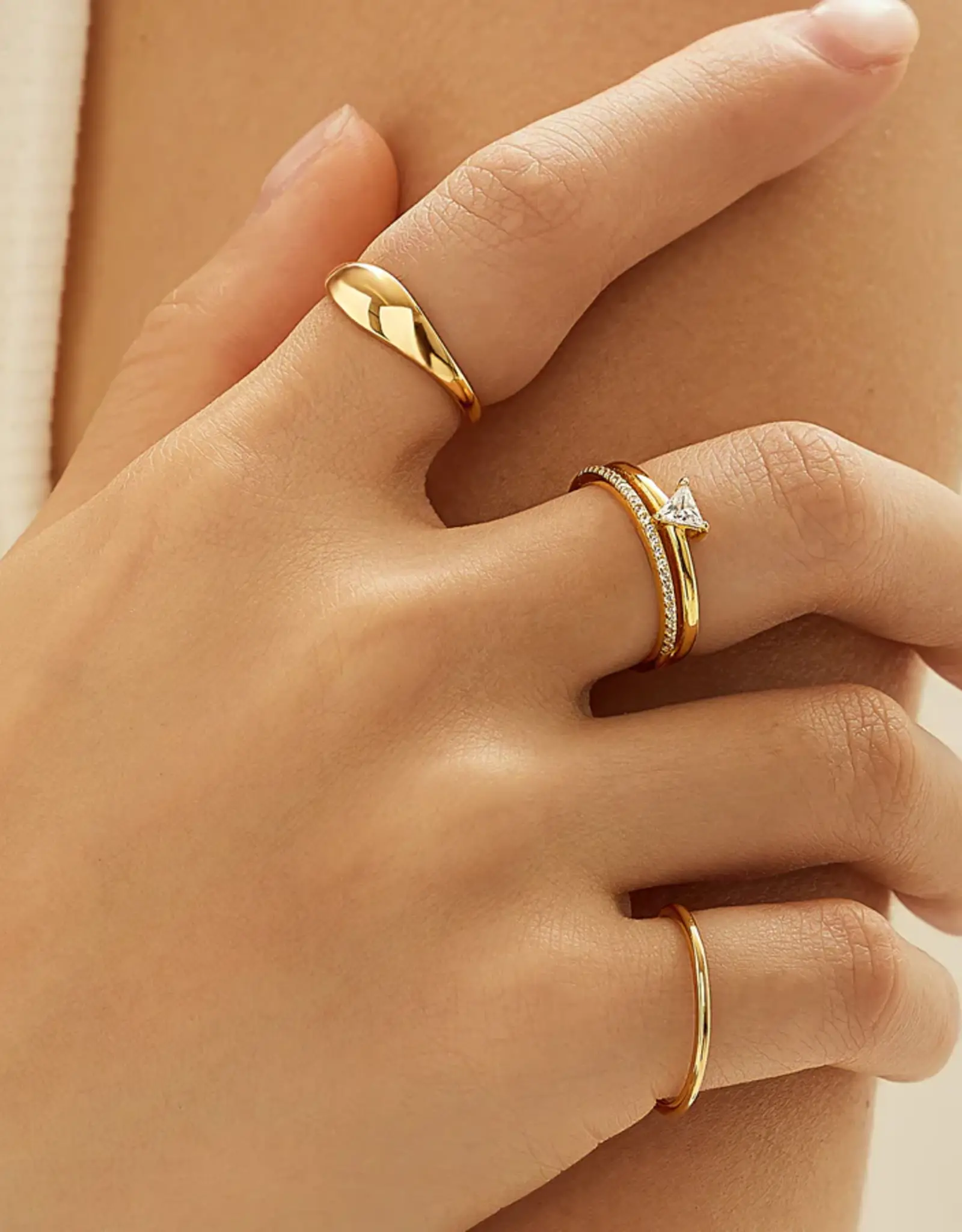 Ania Haie Ring - Double white triangle stacker