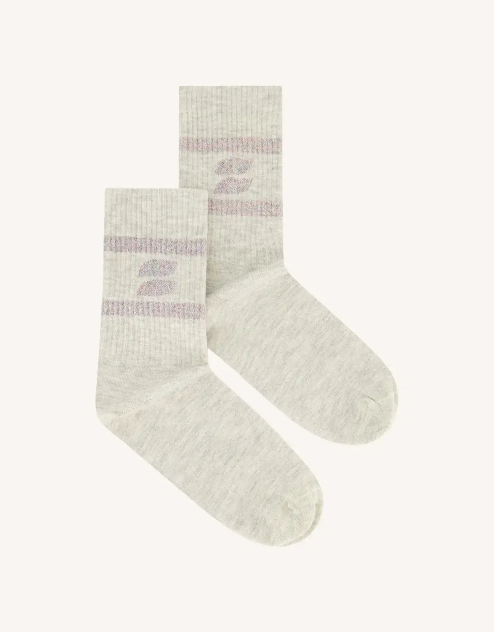 By-bar Sokken logo sparkle - one size - light grey melee