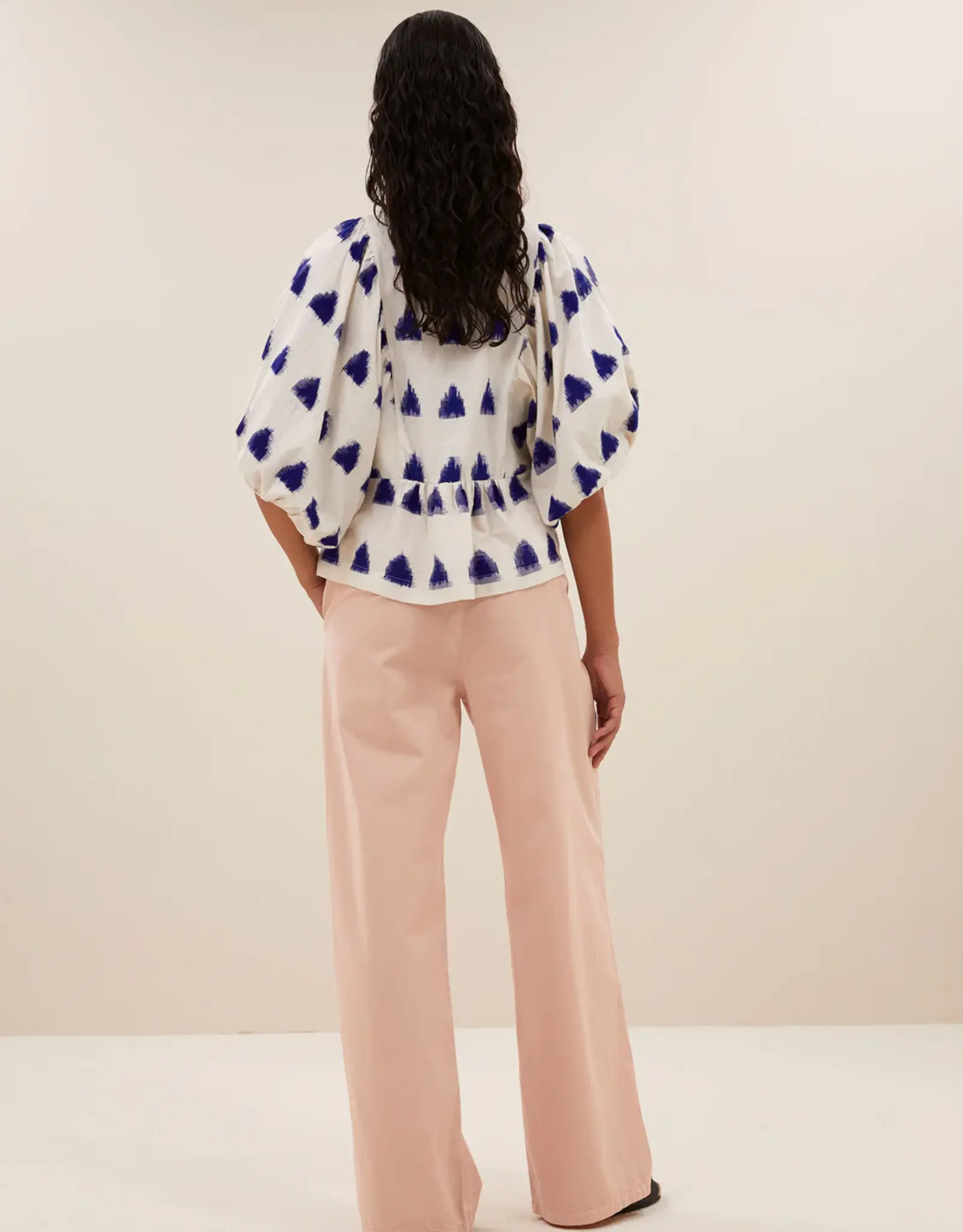 By-bar Blouse - avelon ikat - beige blauw