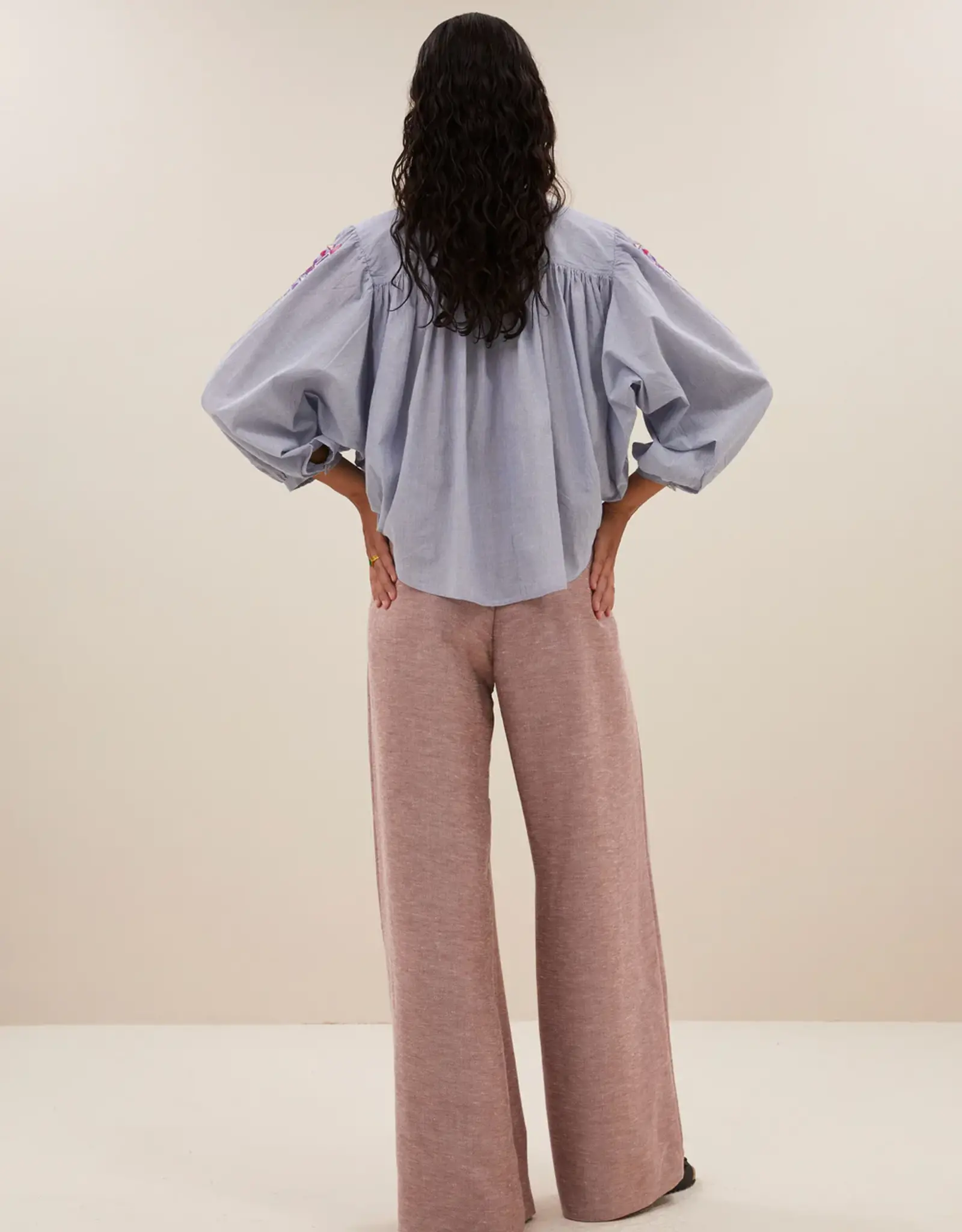By-bar Blouse - becky pinstripe - blauw