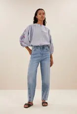 By-bar Blouse - becky pinstripe - blauw