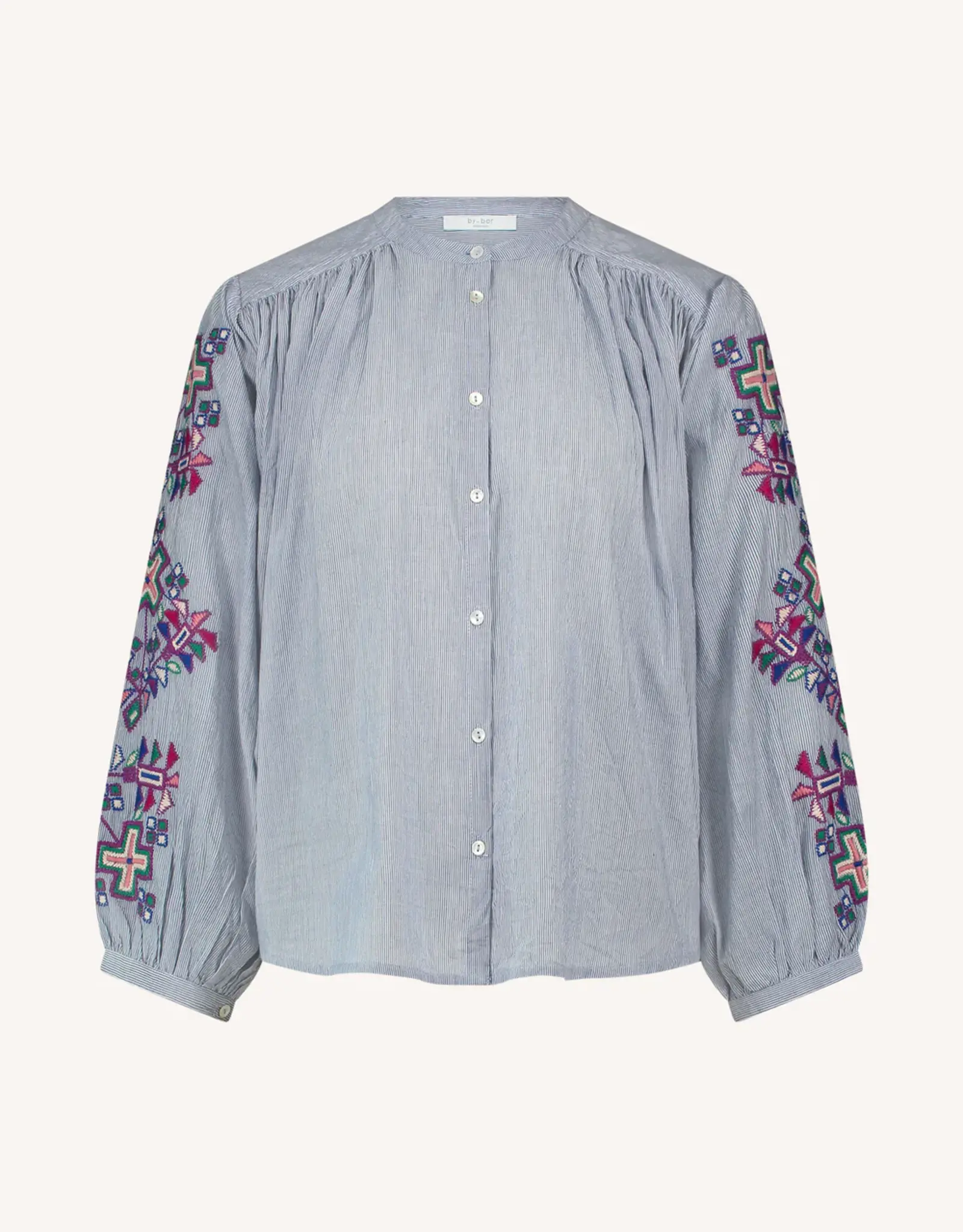 By-bar Blouse - becky pinstripe - blauw