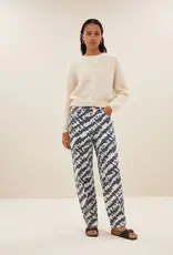 By-bar Broek - lew shade - print blauw/beige