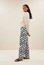 By-bar Broek - lew shade - print blauw/beige