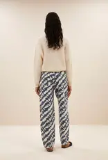 By-bar Broek - lew shade - print blauw/beige