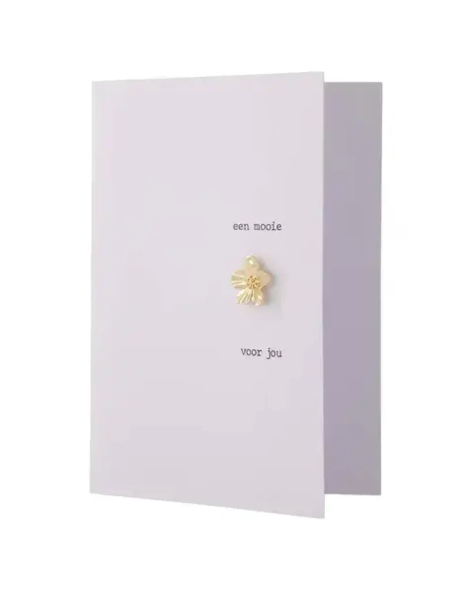 Zusss Wenskaart - Bloem broche wit goud