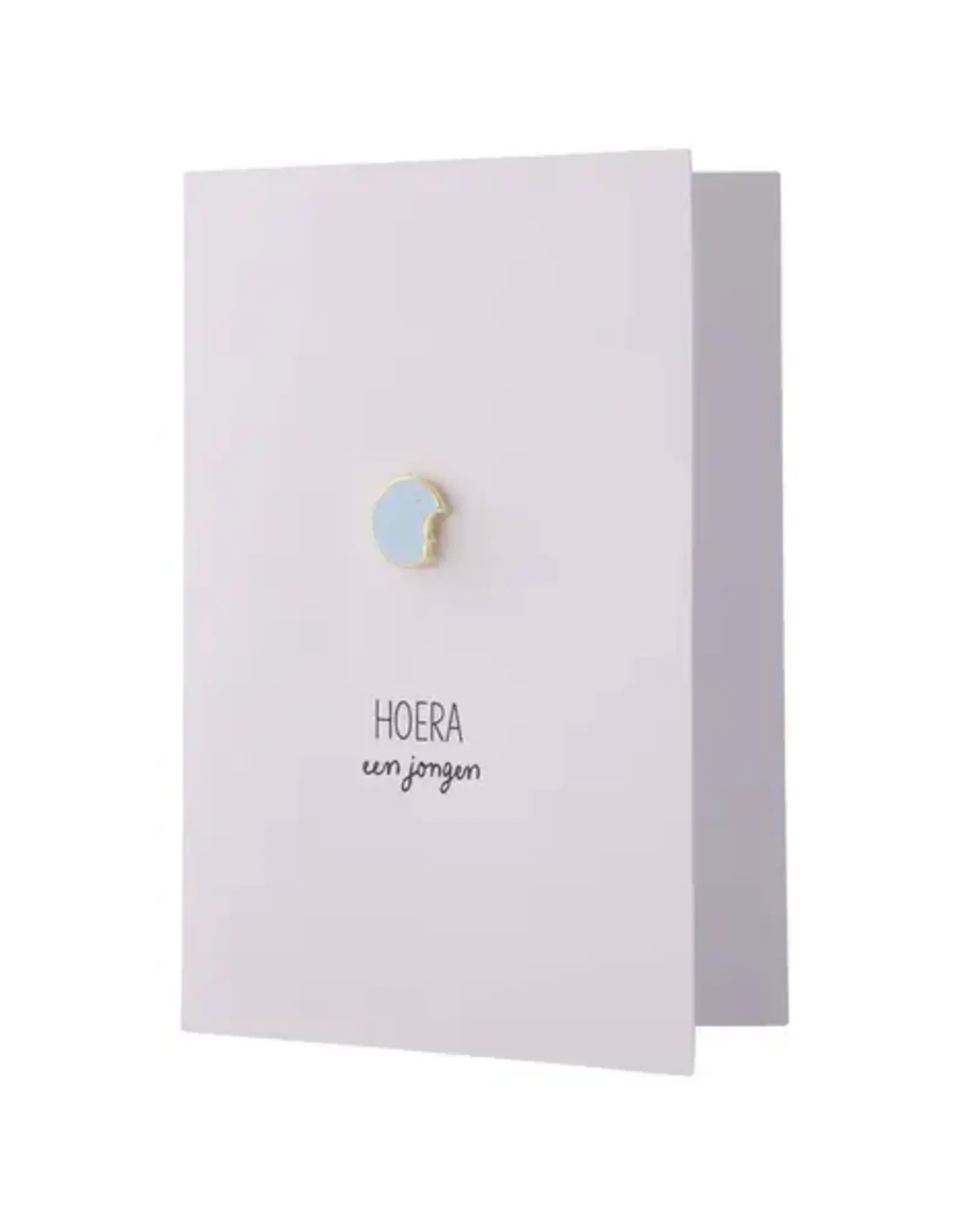 Zusss Wenskaart - Hoera een jongen broche blauw wit