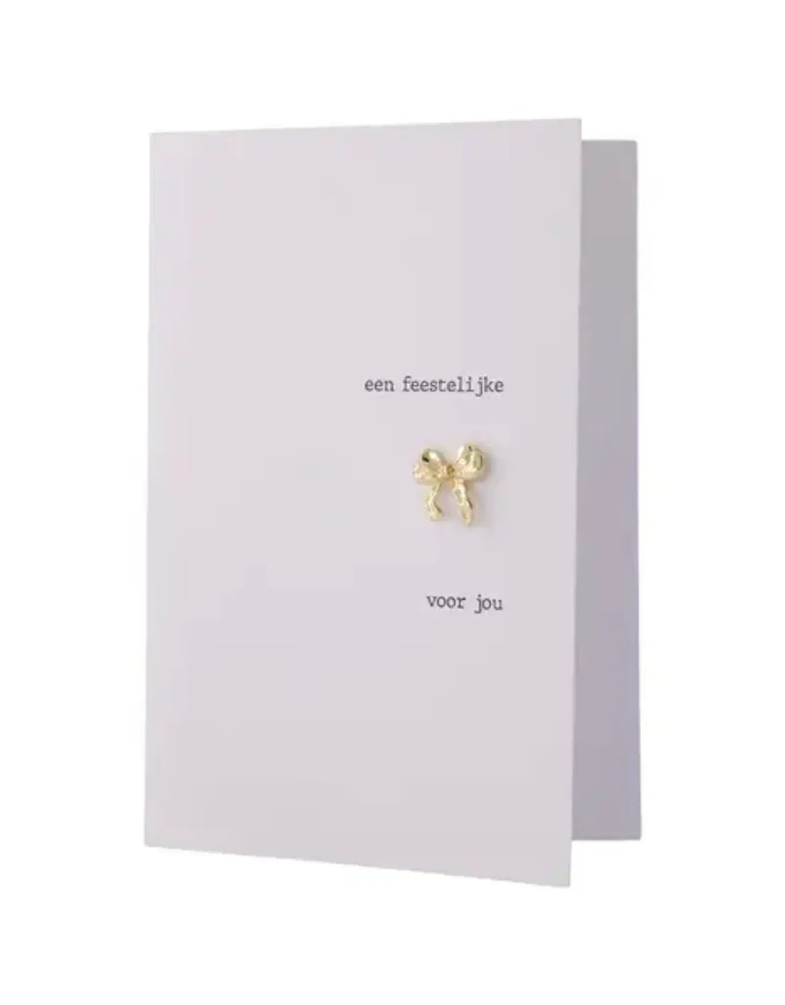 Zusss Wenskaart - Strikje broche wit goud
