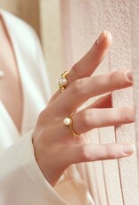 Ania Haie Ring - Chic creator freshwater pearl stacking - Goud