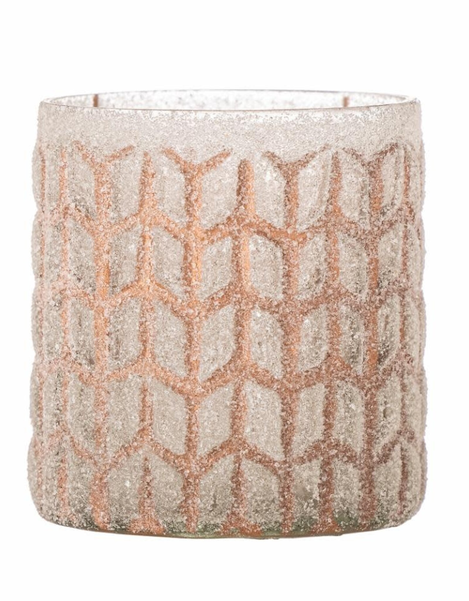 Bloomingville Theelichthouder - Esther- rose - gerecycleerd glas - Ø 8cm x H9cm