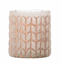 Bloomingville Theelichthouder - Esther- rose - gerecycleerd glas - Ø 8cm x H9cm