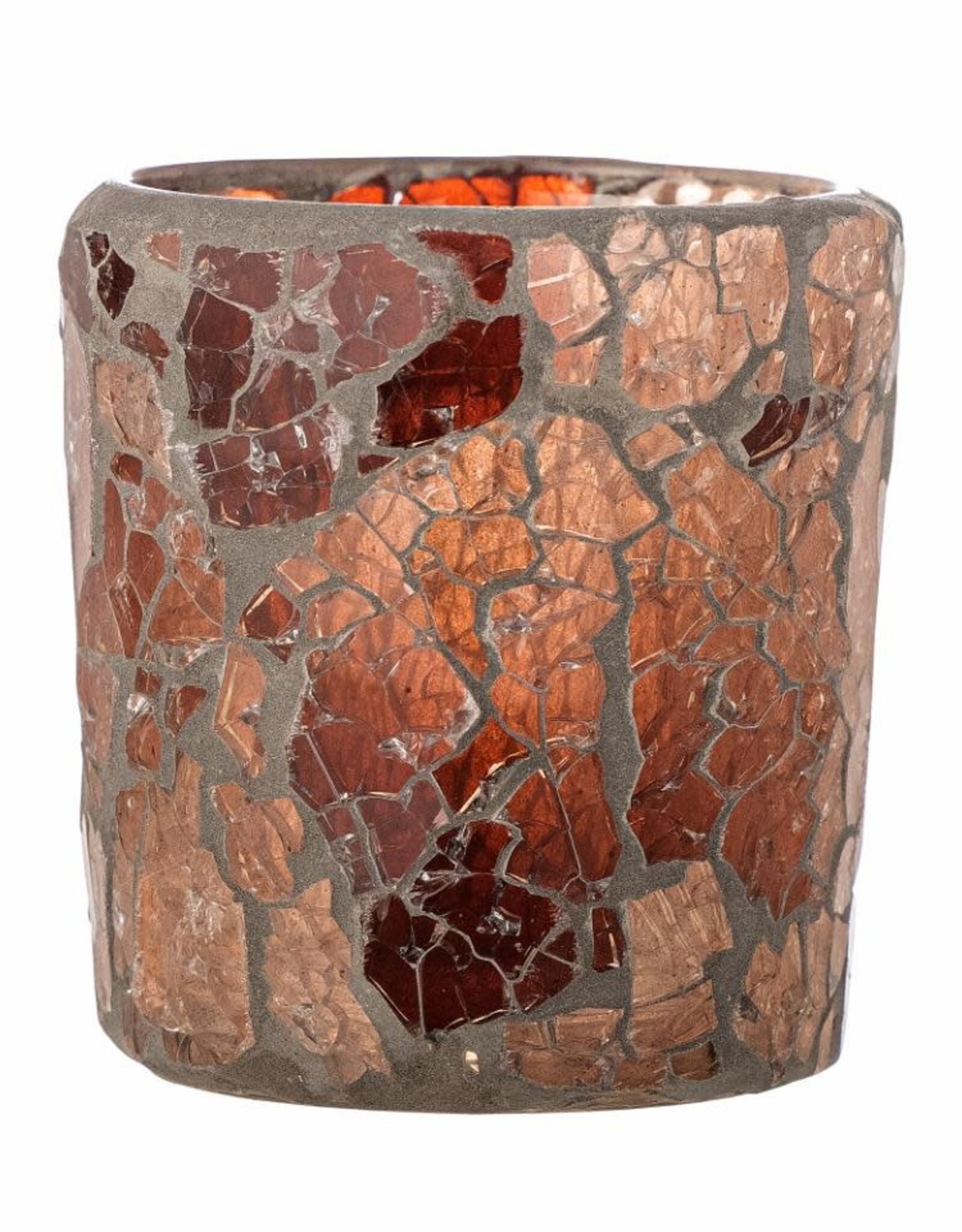 Bloomingville Theelichthouder - Evalyn- rose - gerecycleerd glas - Ø 7.5cm x H7cm