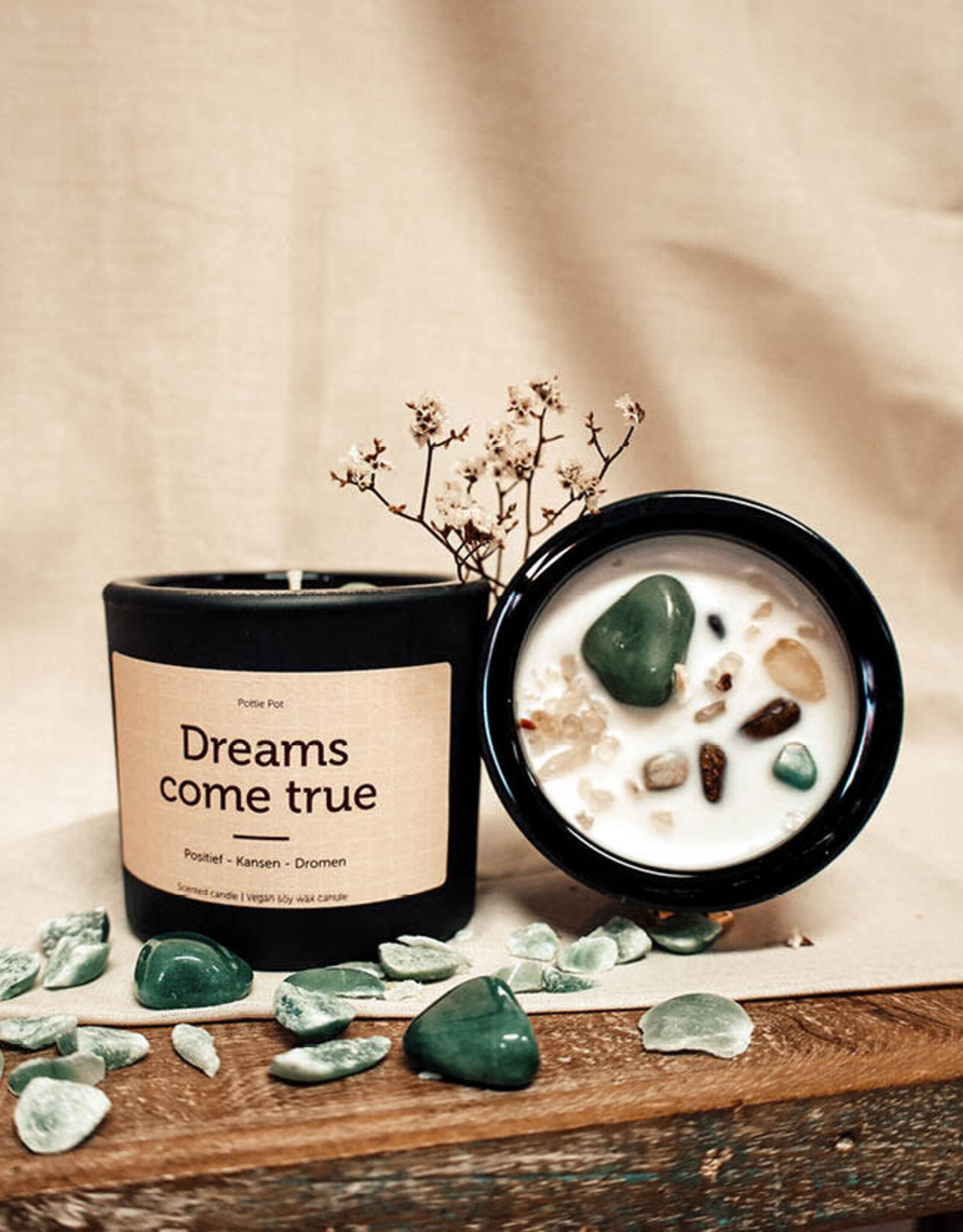 Pottie Pot Geurkaars met edelstenen - Dreams come true