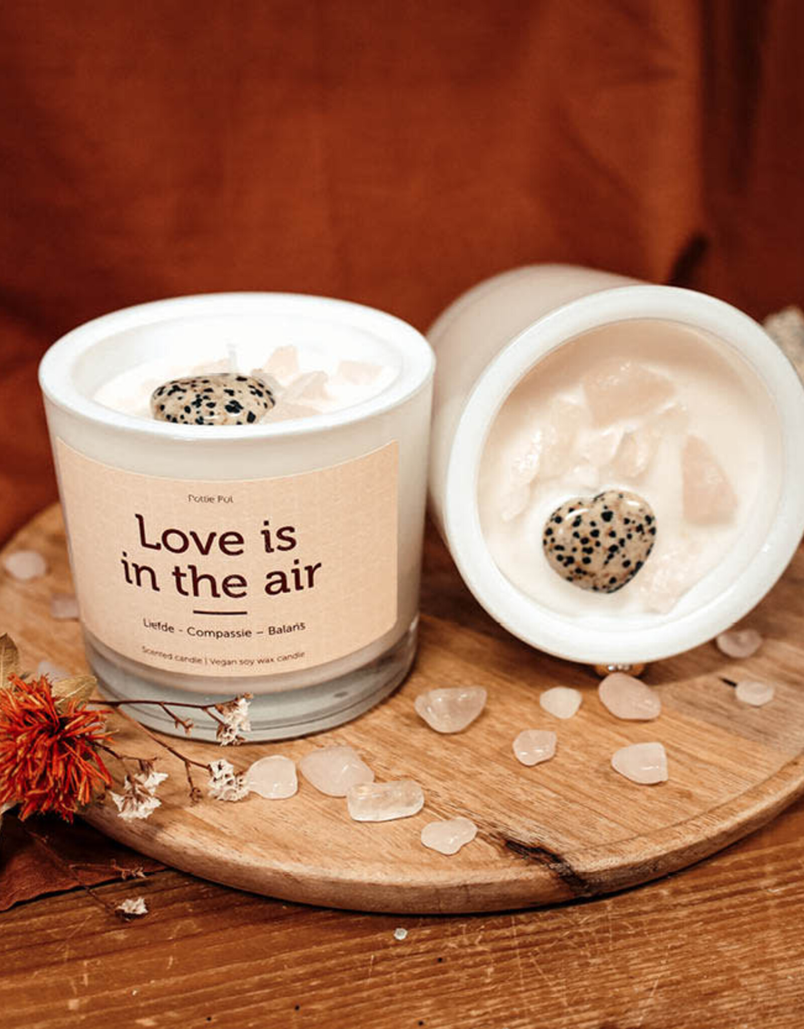 Pottie Pot Geurkaars met edelstenen - Love is in the air