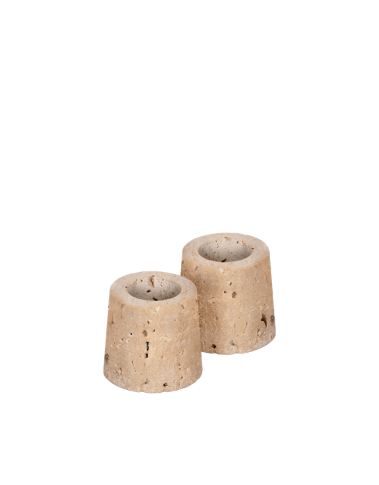 Uyuni Kaarsenhouder - Travertine standaard taper - set of 2