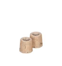 Kaarsenhouder - Travertine standaard taper - set of 2