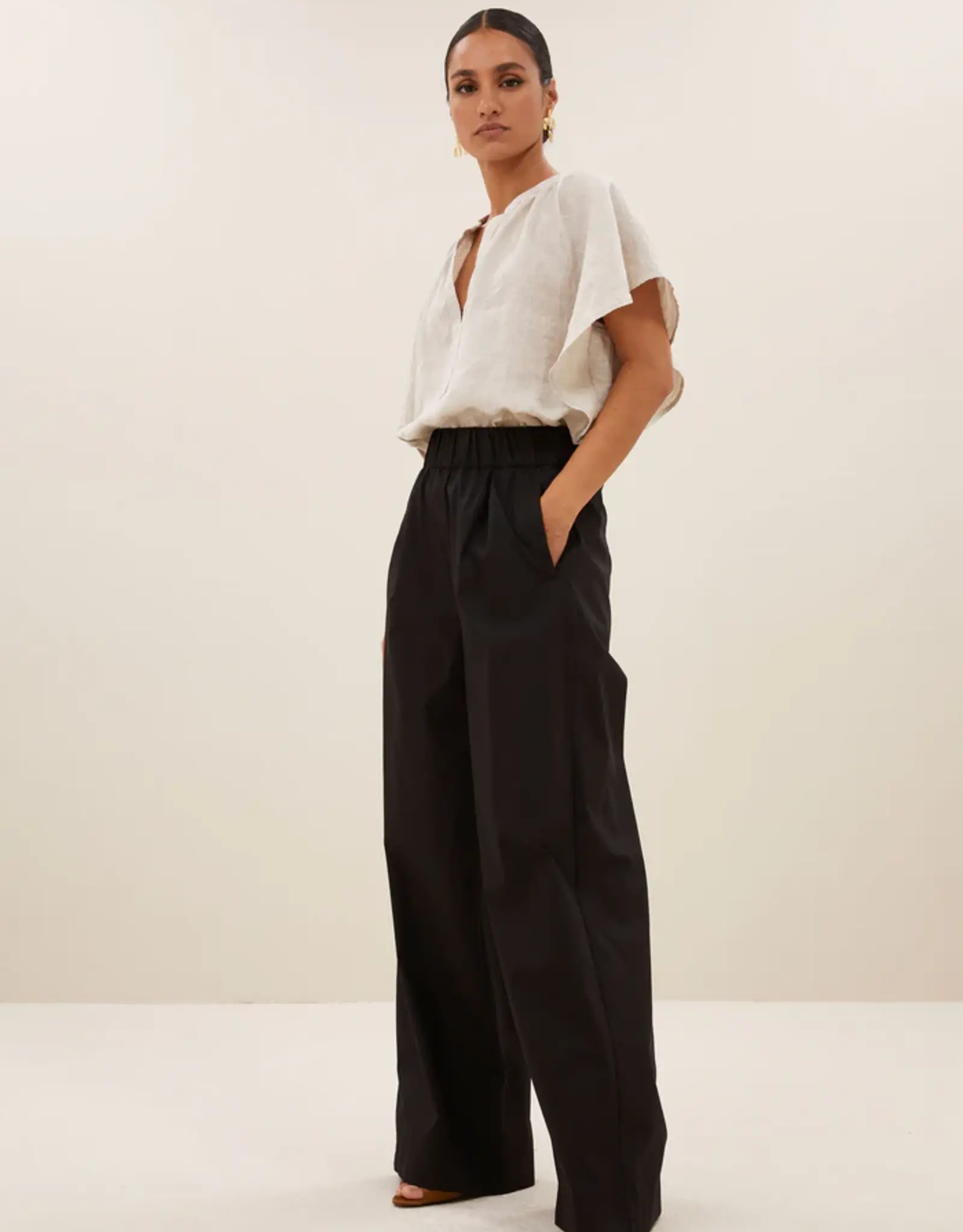 By-bar Broek - Benji poplin - black