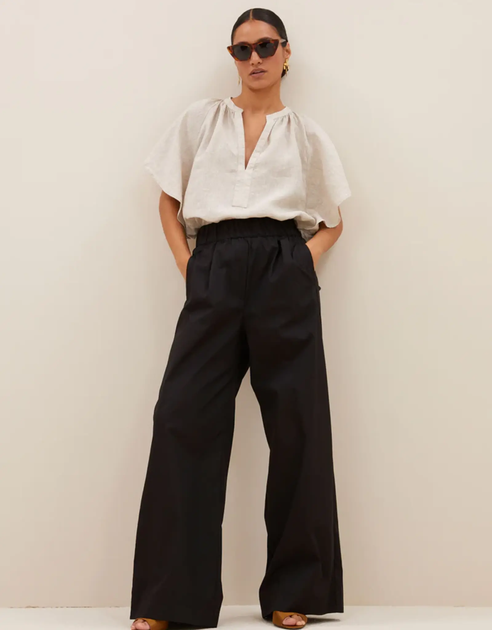 By-bar Broek - Benji poplin - black