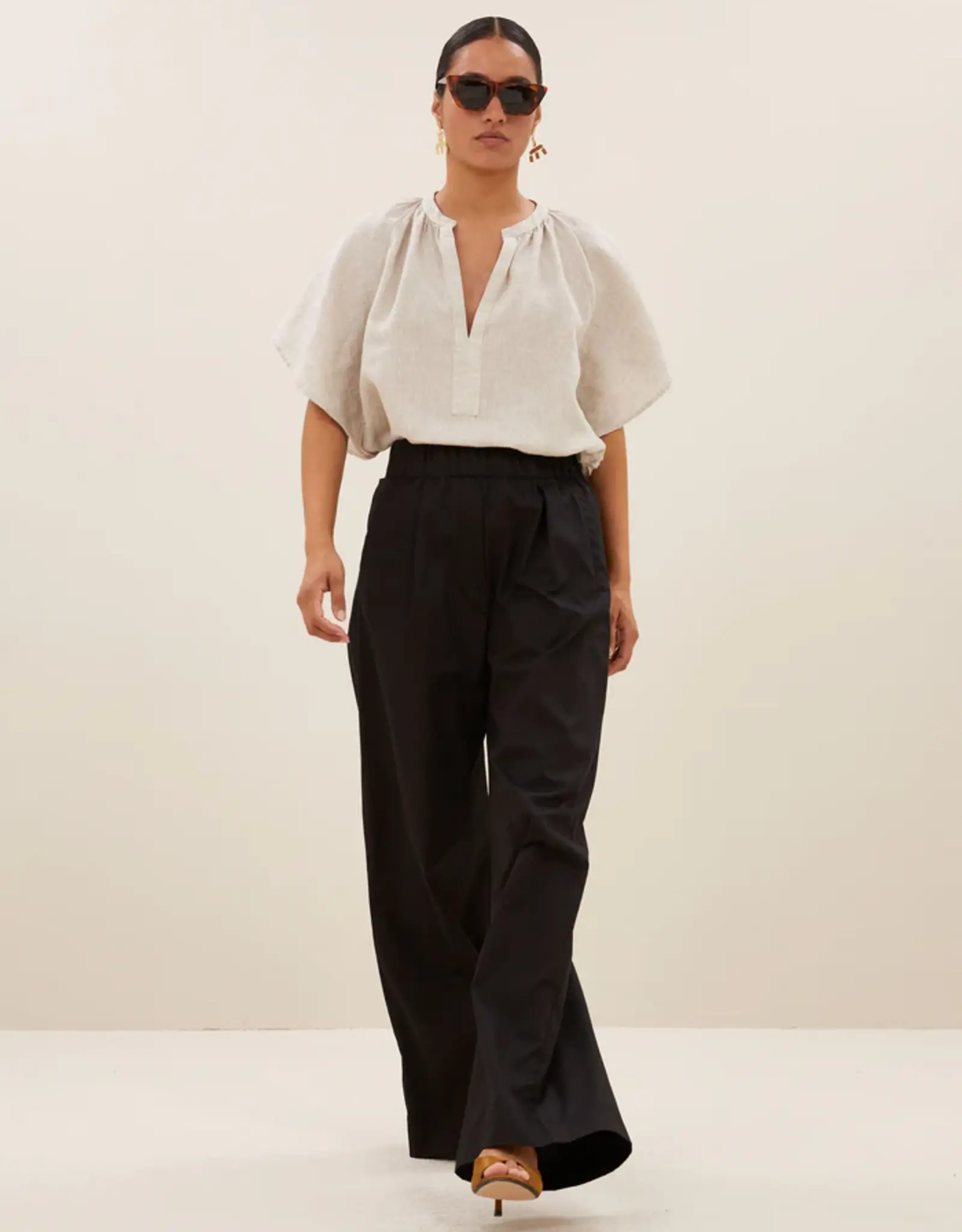 By-bar Broek - Benji poplin - black