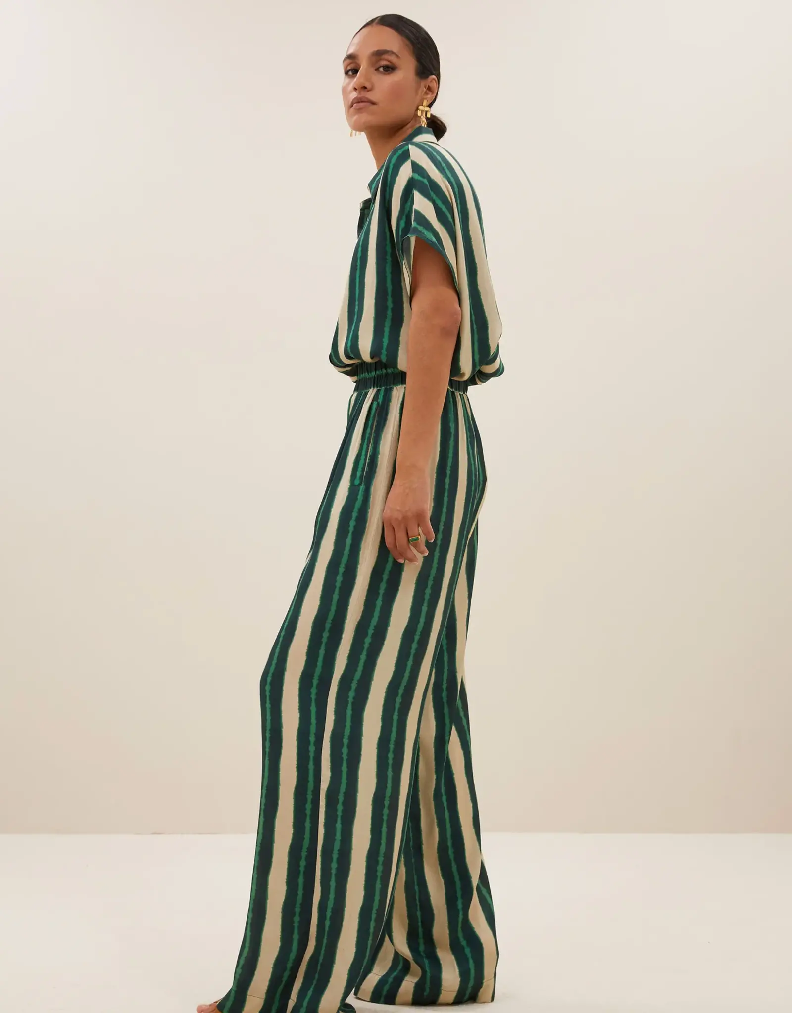 By-bar Broek - Benji tie dye - green
