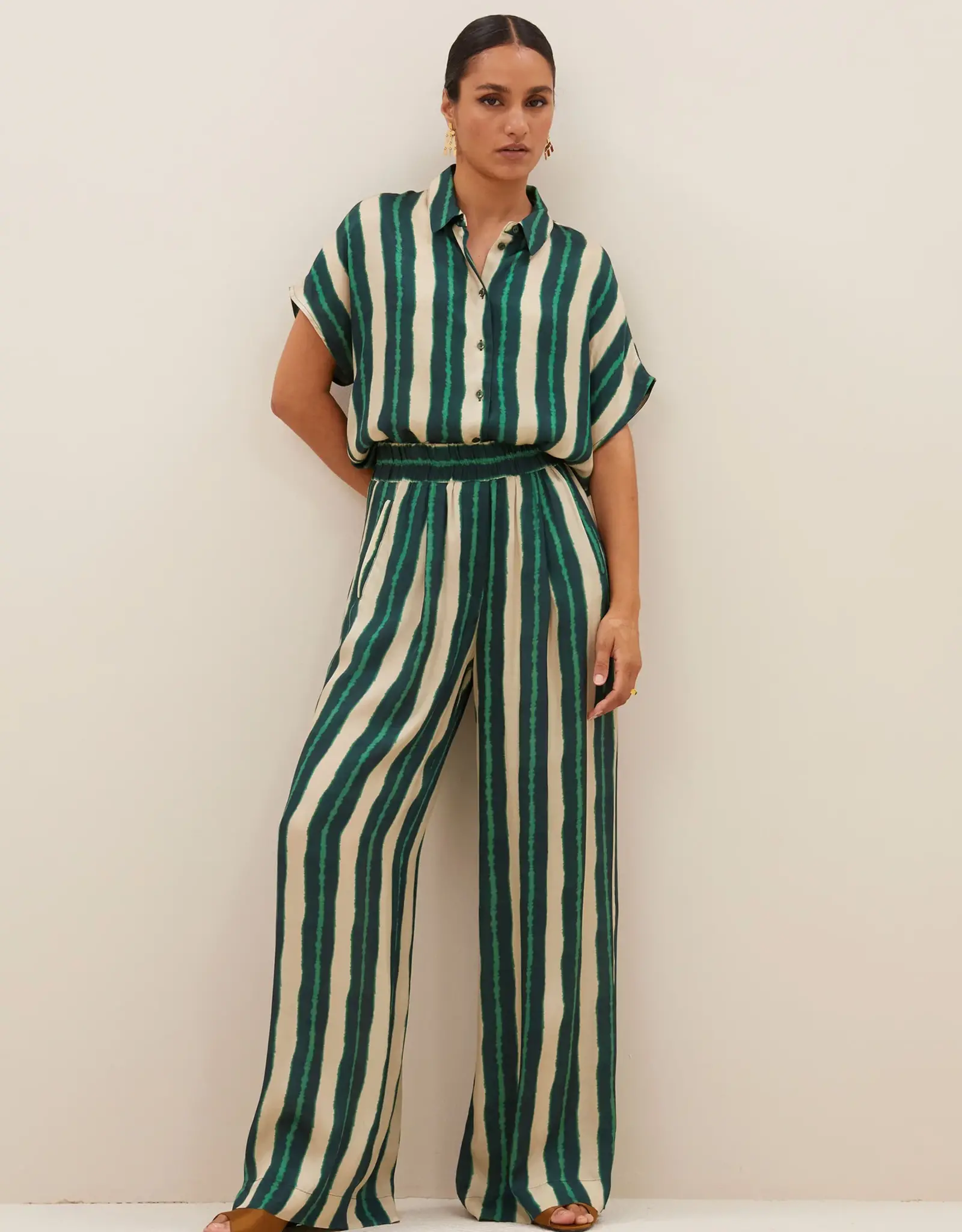 By-bar Broek - Benji tie dye - green