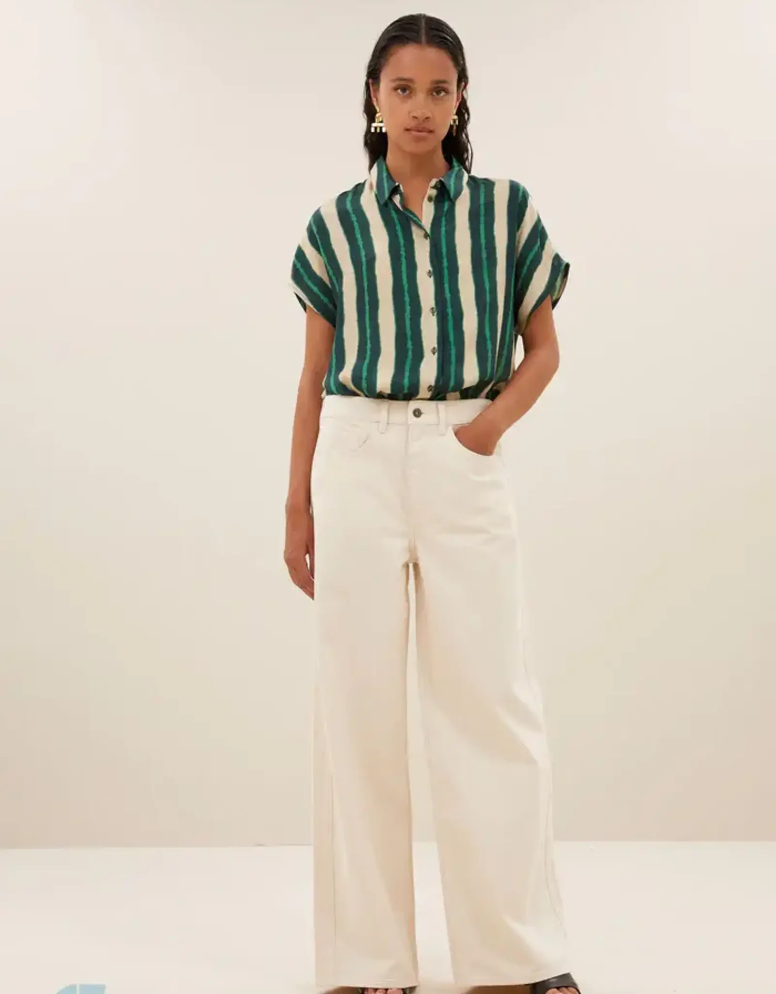 By-bar Blouse - Karly tie dye stripe - groen