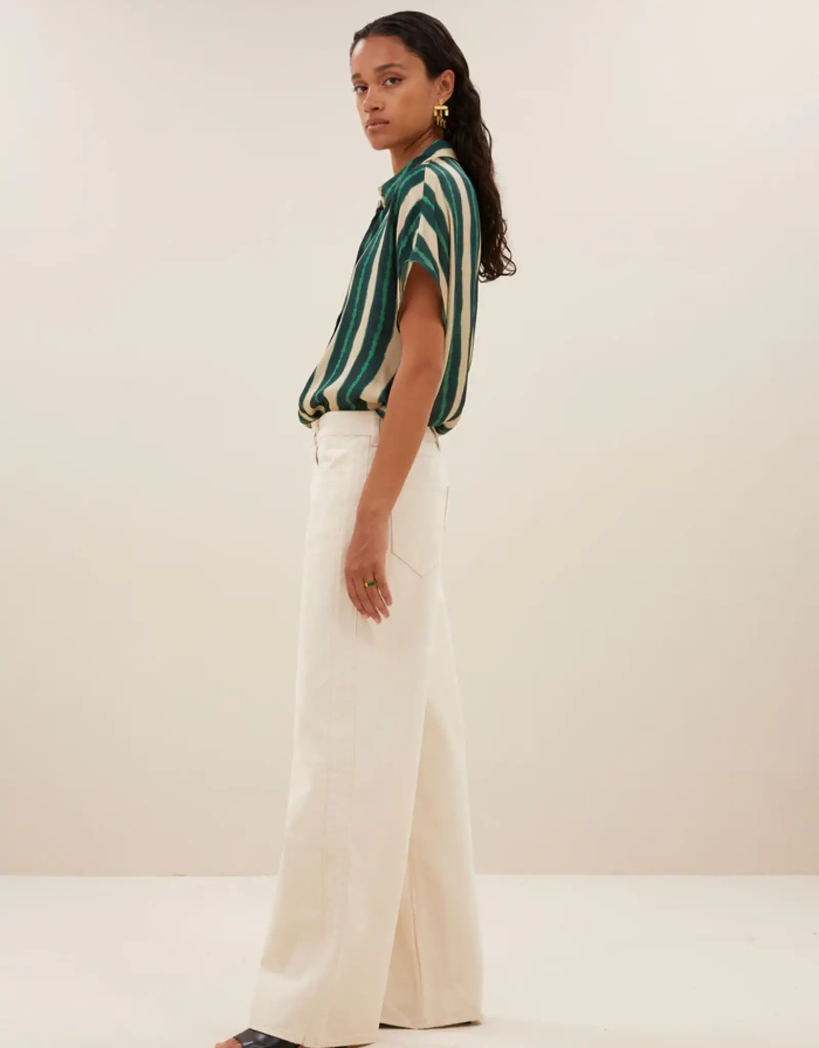 By-bar Blouse - Karly tie dye stripe - groen
