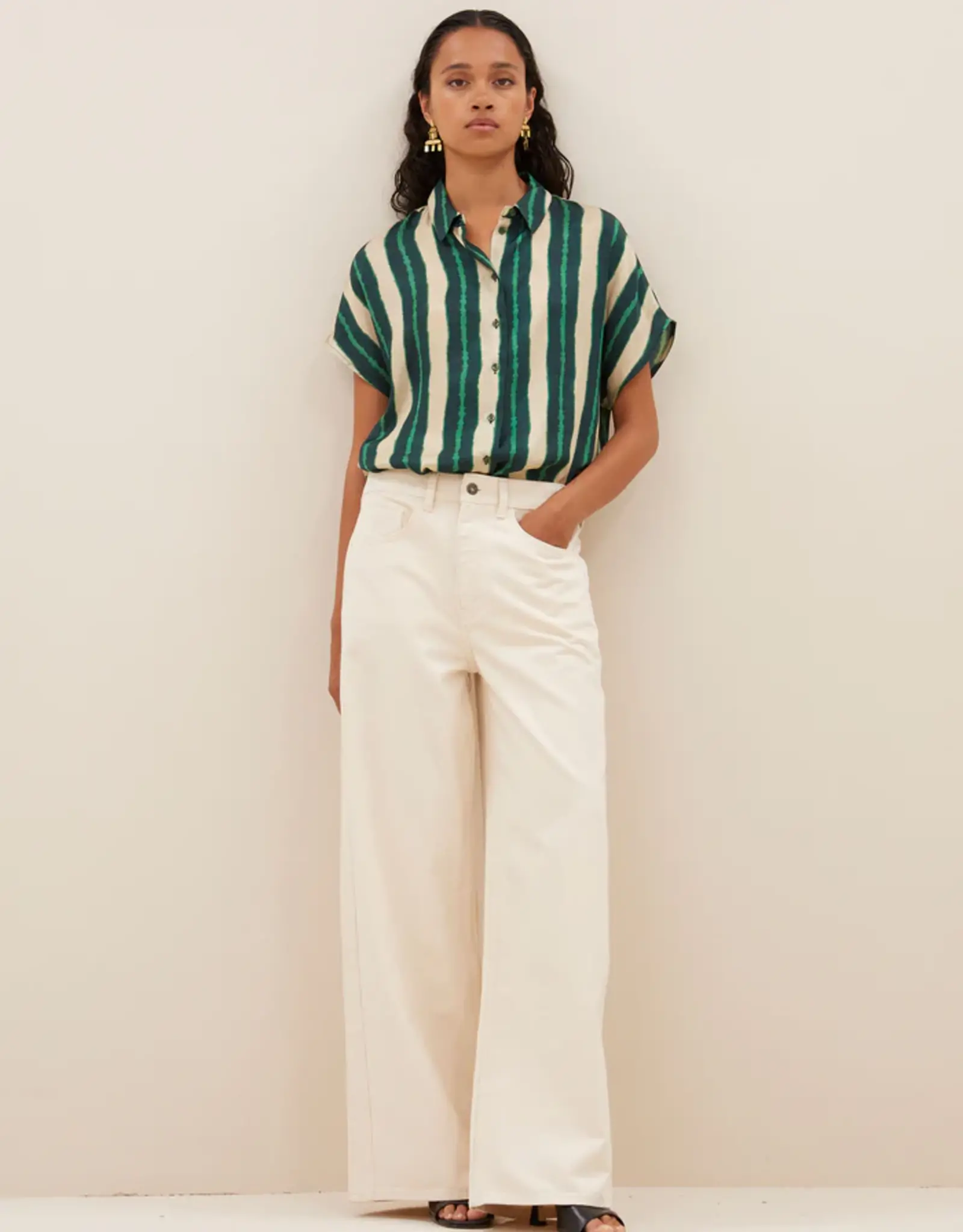 By-bar Blouse - Karly tie dye stripe - groen
