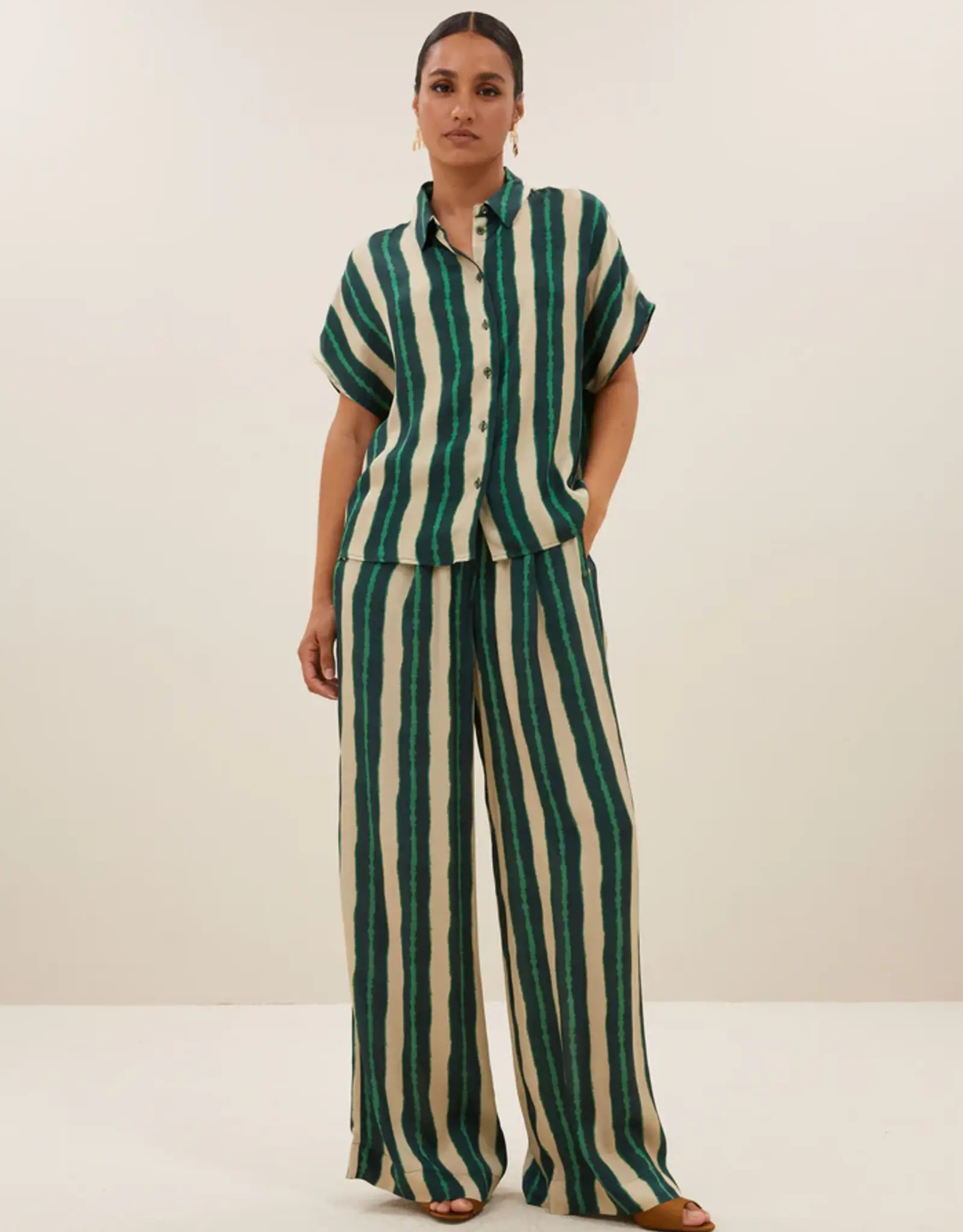 By-bar Blouse - Karly tie dye stripe - groen