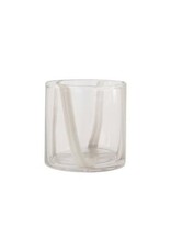 Zusss Theelichthouder - glas strepen beige S