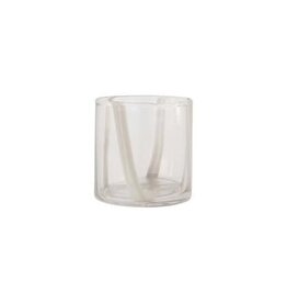 Zusss Theelichthouder - glas strepen beige S