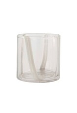 Zusss Theelichthouder - glas strepen beige M