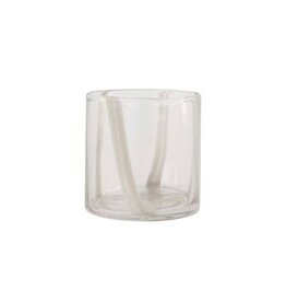 Zusss Theelichthouder - glas strepen beige M