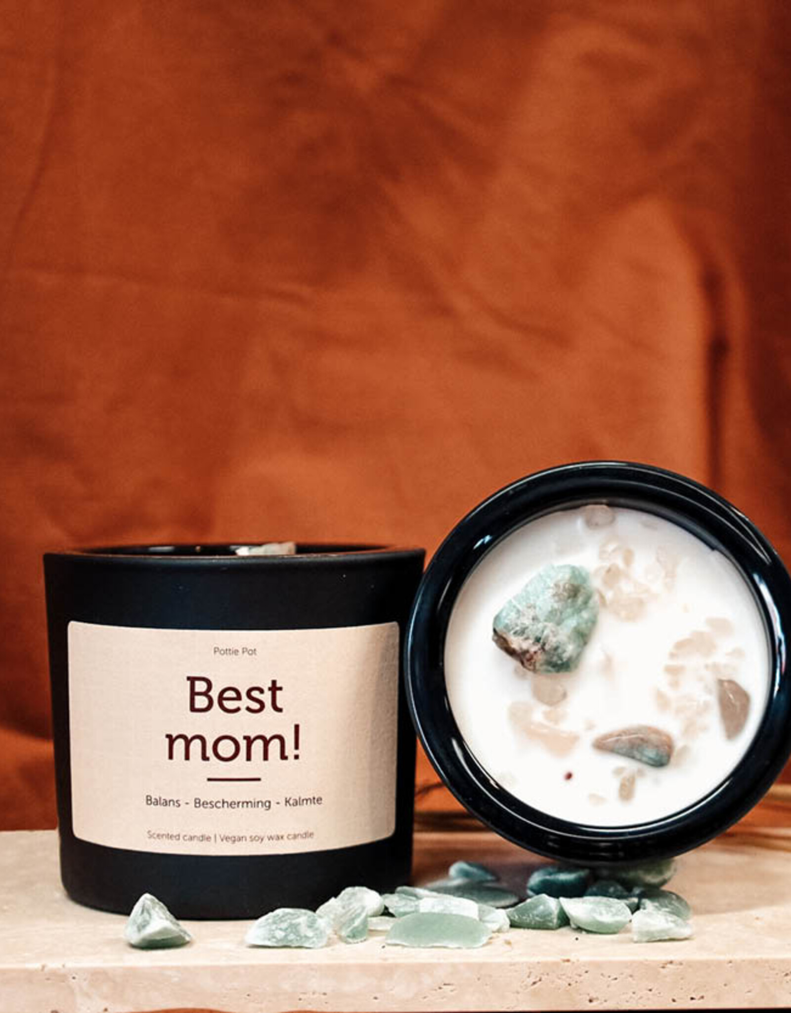 Pottie Pot Geurkaars met edelstenen - Best mom!