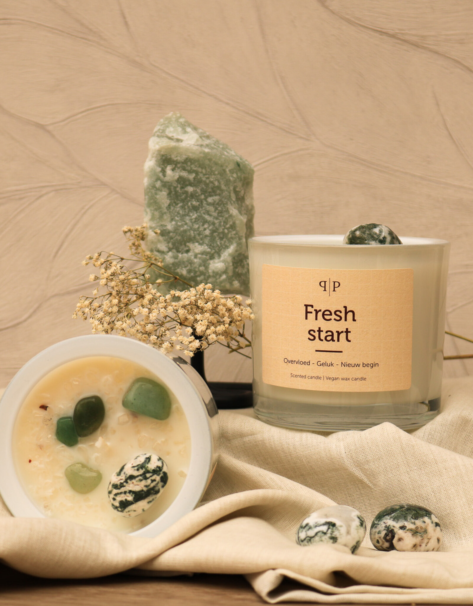 Pottie Pot Geurkaars met edelstenen - Fresh start